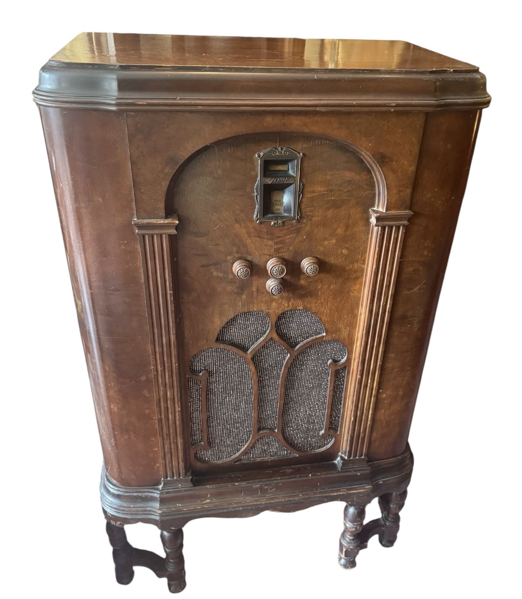 Vintage Console Zenith Tube Radio - SOLD AS IS