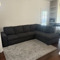 Lucy Dark Grey 2 Piece Sectional w/Right Arm Facing Chaise