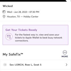 Wicked Broadway Houston 4 Tickets For Sell