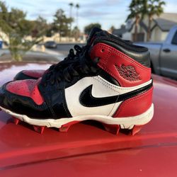 Red Nike Jordan One Cleats 