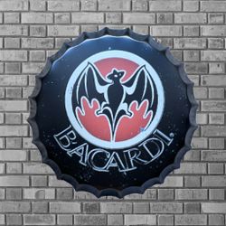 14” Bacardi Bottle Cap Metal Tin Sign
