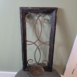 Iron Scroll Framed Rectangular Wall Candleholder Home Decor