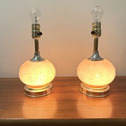 Vintage Mid Century Glass Lamp Pair
