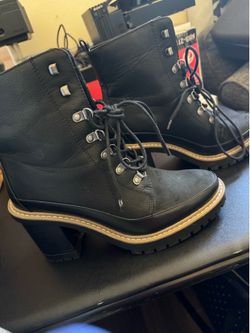 Chunky heel combat like lace boots