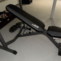 MOVING MUST SELL ASAP! Practically Brand New Weight Adjustable Weight Bench  With 4 x 10 Lb Additional Weights And BONUS Set Of 2 12lb Free Weights