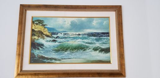 Ocean picture in gold frame