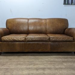Pottery Barn Top Grain Leather Pullout Couch