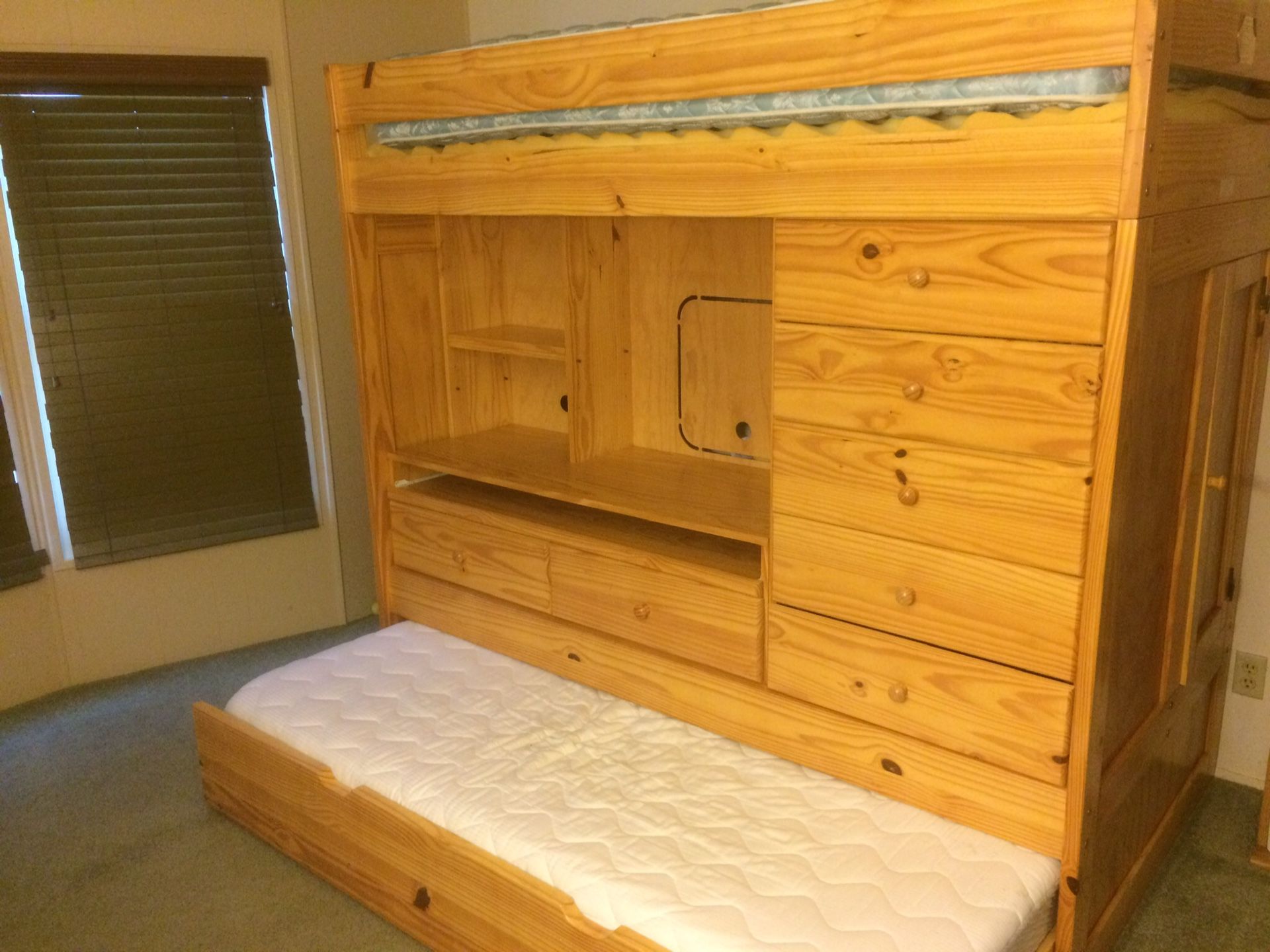 Twin Loft / Trundle Bed with Pull Out Desk and Storage Drawers