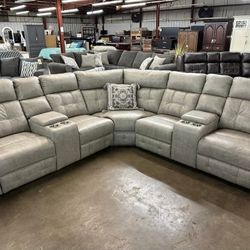 New In Boxes Grey Recliner Sectional Sofa 