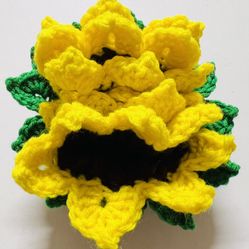 Crochet Handmade Coasters trivet MUG RUG-sunflower BASKET 3-yellow brown-doily
