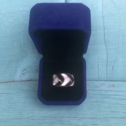 Beautiful Vintage Thick Band Sterling Silver .925 MOP & Black Onyx Band/Ring Size 9.5