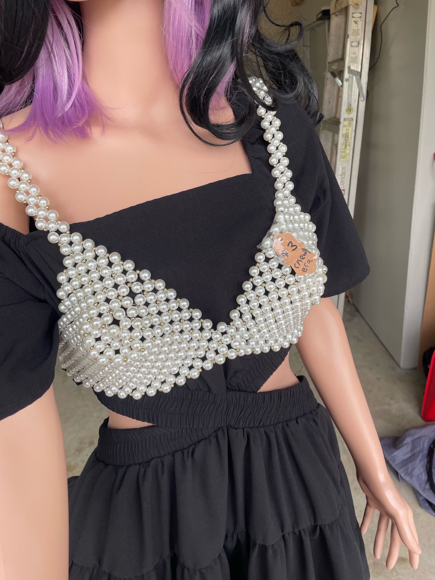 Pearl beaded style bra top (new)