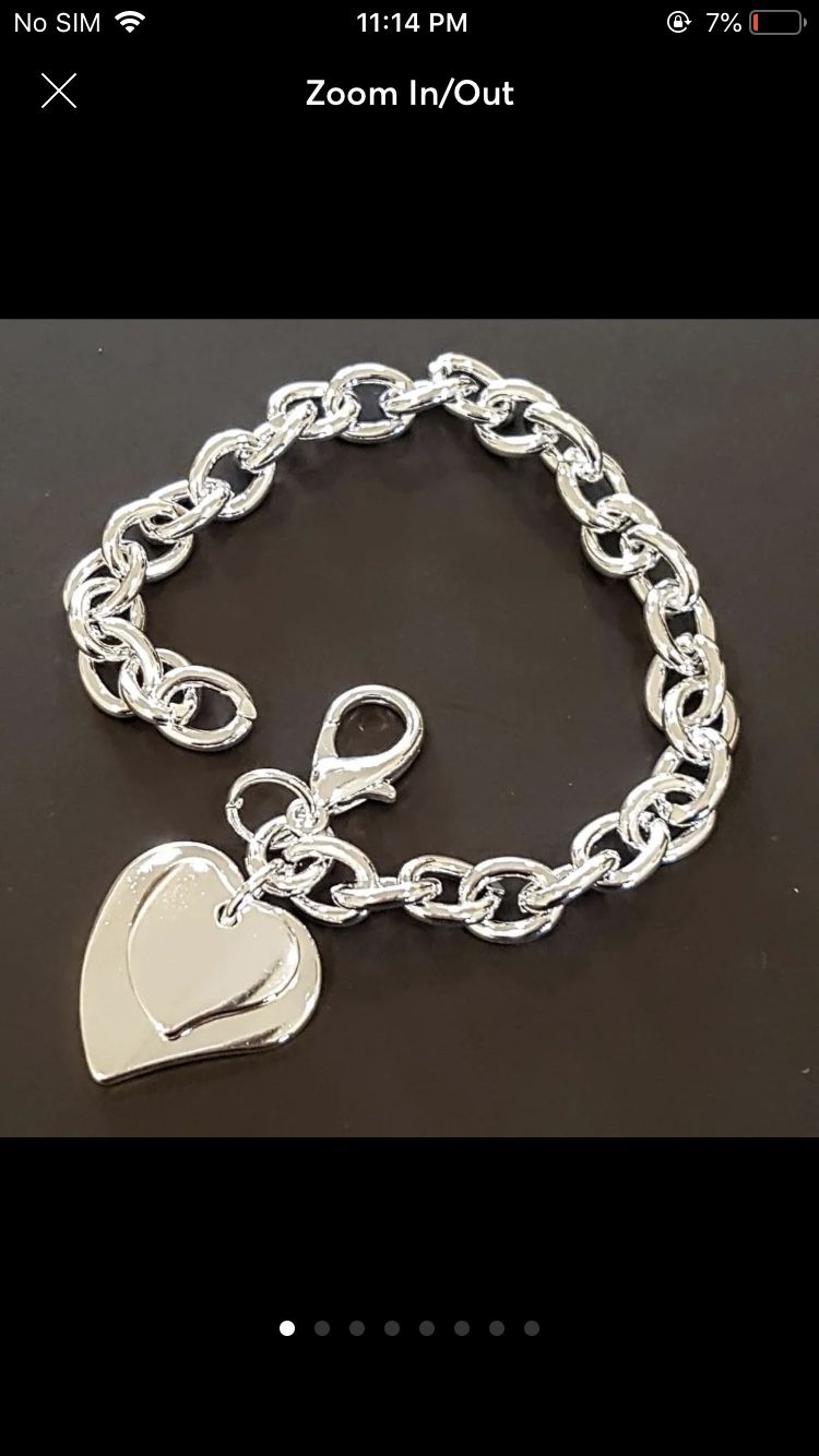 Sterling silver plated bracelet double hearts