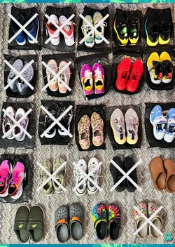 Various Used Crocs, Nike and Adidas Shoes