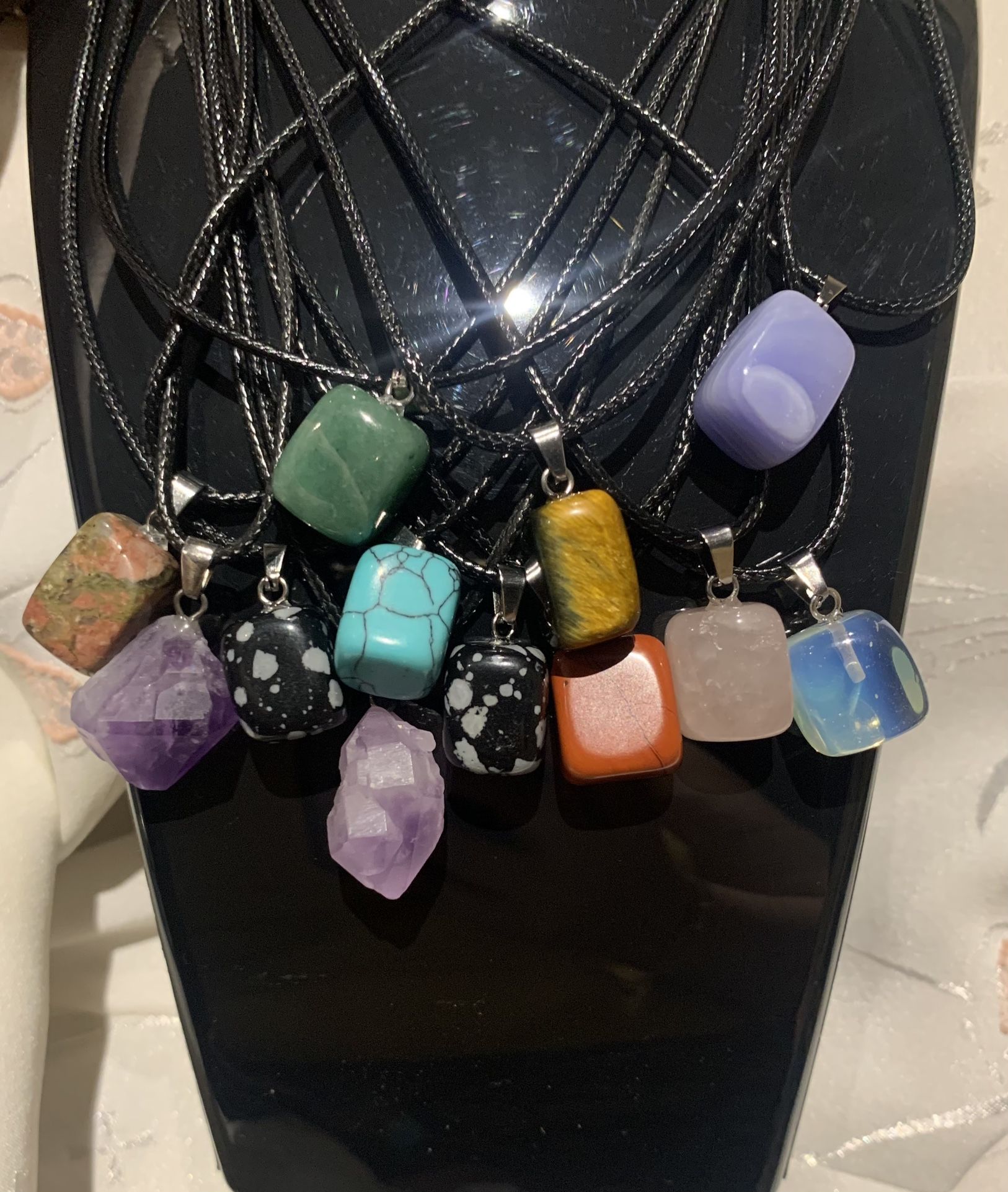 Different Gemstones, Beads & Crystal Pendant Necklaces - Each 10$