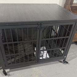 🥨EasyCom 48"/42"/33" Dog Crate Furniture with Name Tag, Heavy Duty Dog Kennel Indoor for Large Dogs, Escape-Proof and Chew-Proof Dog Cage for high An