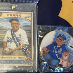 Mayor Of Mainstreet Frank  Pin And Baseball Card 
