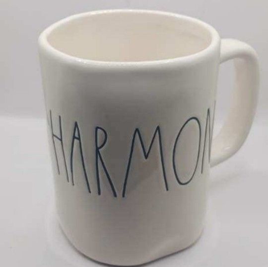 Rae Dunn Artisan Collection by Magenta"Harmony" Mug, white, black letters