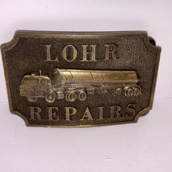 Vintage LOHR REPAIRS Belt Buckle – Truck Tanker Design, Solid Cast Metal
