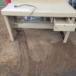 Steel Workstation Table With Electric Outlet 