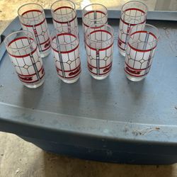 Set Of 8 Tiffany style Coca Cola Glasses 