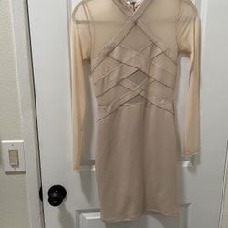 Body Con Bandage Top Dress In Blush