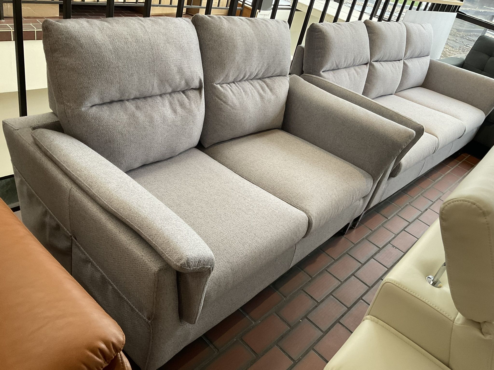 New Sofa with loveseat gray color fabric upholstered