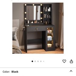 Small Vanity Desk with Shelves & LEDs Included Parts Are In The Box Brand New 