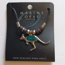 Marine Opal Kangaroo Paua Shell  Adjustable Necklace 