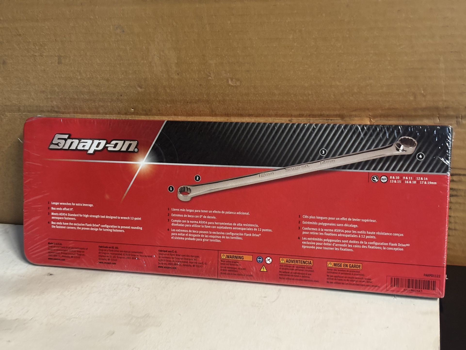 Snap-on Tools 6 pc 12-Point Metric Flank Drive® High-Performance 0° Offset Box Wrench Set (8–19 mm)