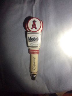 Modelo Especial beer tap handle with Anaheim Angels decal on top