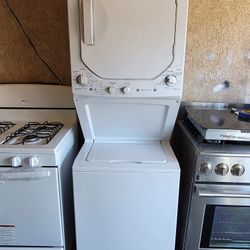 GE 24" Wide Apartment Size Top Load Washer With Agitator And Electric 220volt Dryer Stackable Stacked Single Unit Laundry Center 