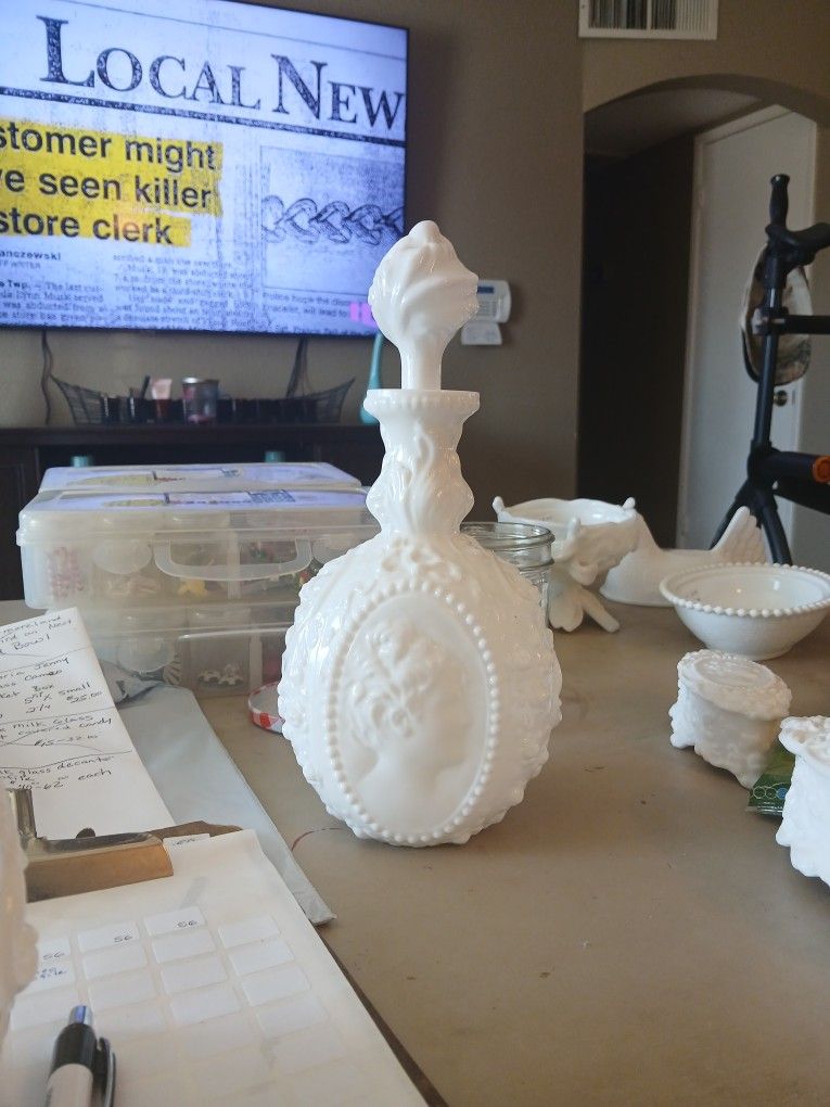 Vintage Milk Glass Decanter