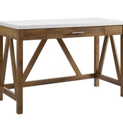 Rustic Single Drawer Desk Walnut/White