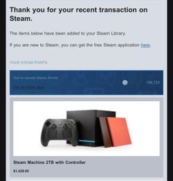 Steam machine 2tb with controller arrives in a couple days