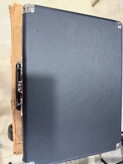Black Hard-Shell Briefcase with Metal Clasps