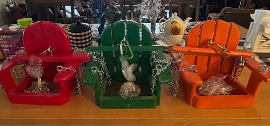 Hand crafted wood bird feeders
