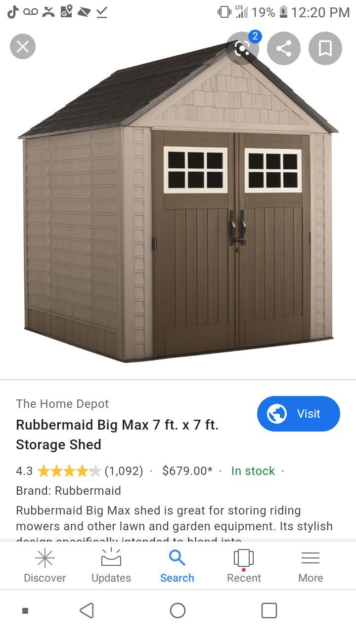 Rubbermaid Big Max 7ftX7ft Storage Shed. Brand new, unopened box.