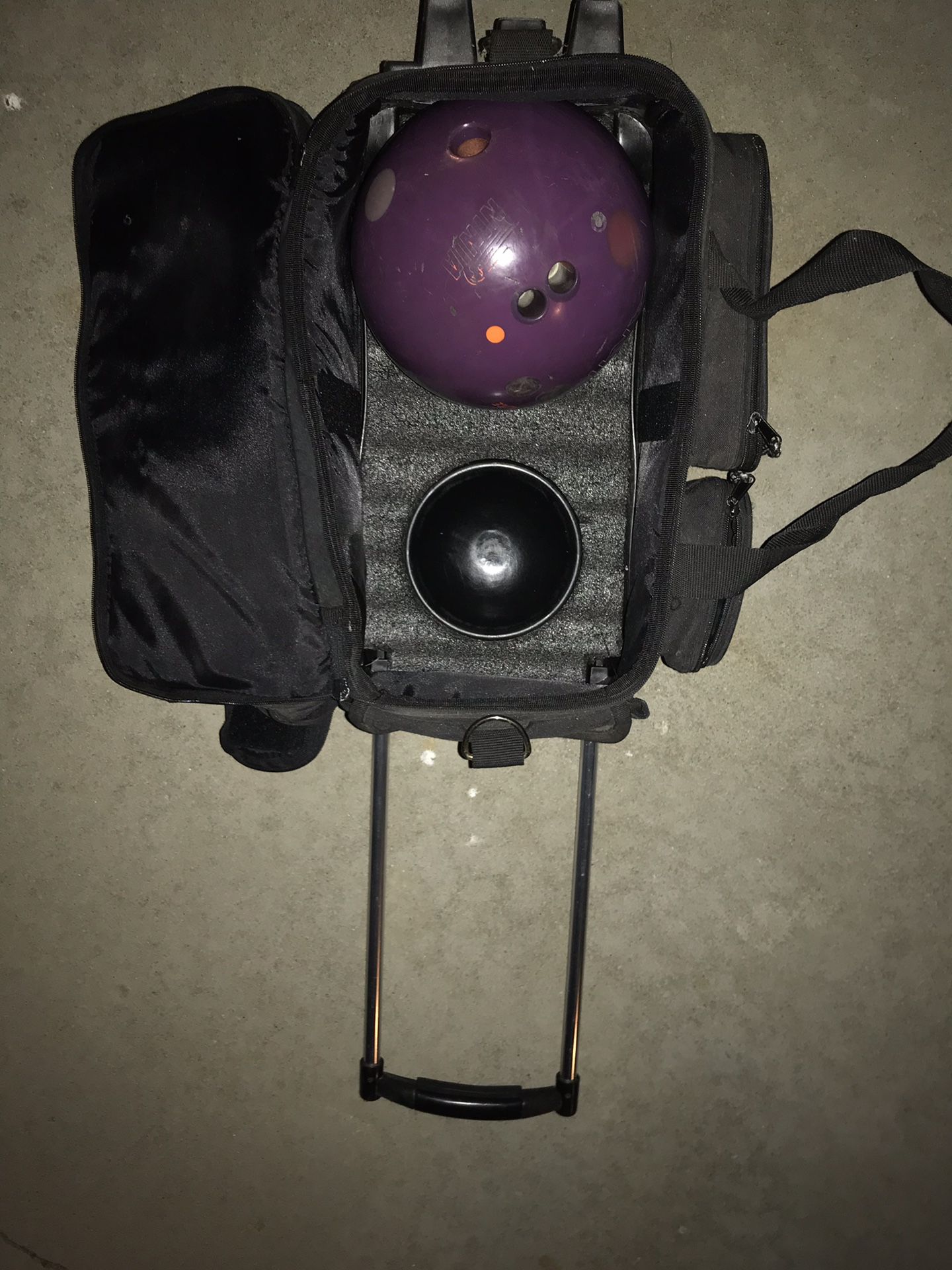 Bowling Bag, Ball, and Shoes