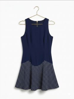 Navy Blue Polka Dot Flare Mini Dress