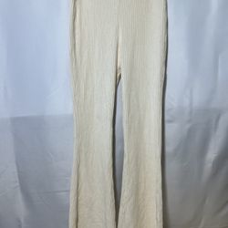 Aerie Ribbed Cream Flare Pants. Medium Hi-rise. NWT