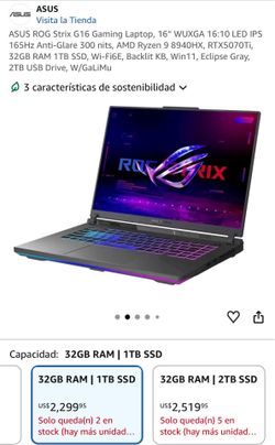 ASUS ROG Strix G16 16" Ryzen 9 8940HX RTX5070Ti 32GB 1TB SSD 165Hz