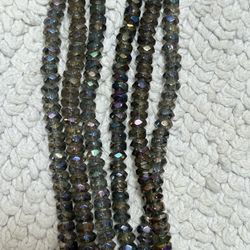3 strands 4mm faceted crystal multicolored iridescent beads