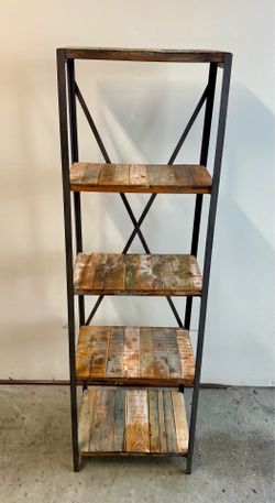 Rustic Industrial 5-Tier Bookshelf – Solid Wood & Metal