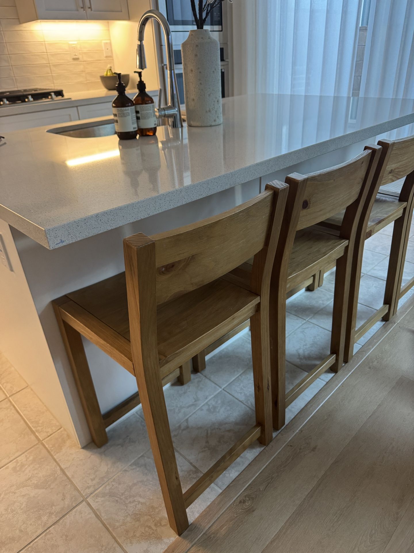 4 Wooden Counter Stools 