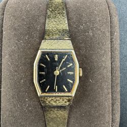 Seiko Watch Women 17mm Black Dial Gold Tone Octagon 1(contact info removed) Needs Servicing Battery