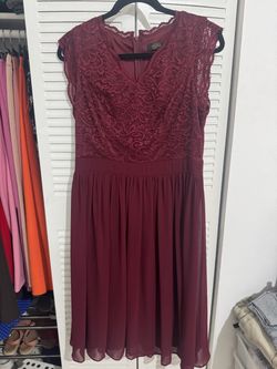 Burgundy Lace Top Chiffon Midi Dress