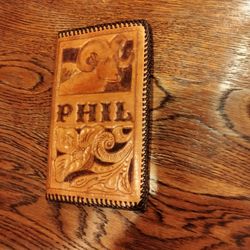 "Phil" or Phillip Handtooled Leather Bi-fold Wallet
