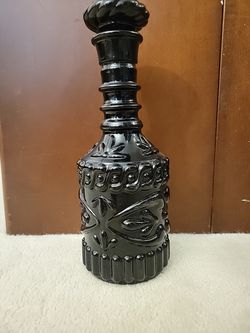 Vintage Jim Beam KY DRB-230 Embossed Black Liquor Bottle Decanter w/Cork