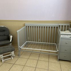 Crib W/ Mattress & Nursery Chair